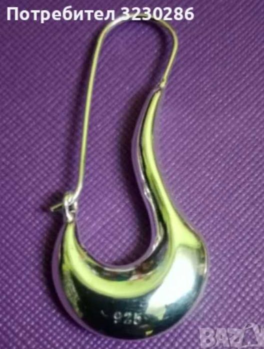 НОВИ Големи Сребърни обеци 925-5 СМ.