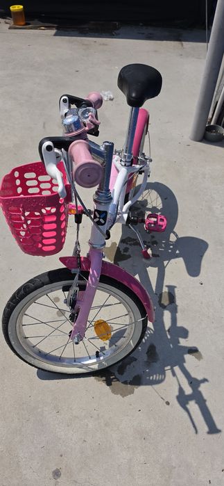 Bicicletă copii B’Twin Docto Girl 500, roz, cu roți ajutătoare