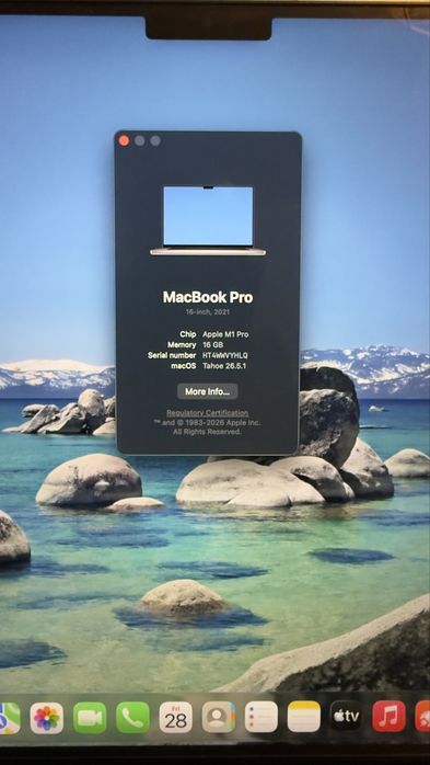 MacBook Pro 16inch 2021 M1 Pro 16GB RAM 512GB SSD