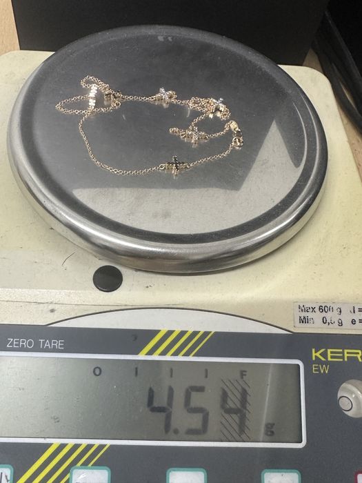 Lanț/ Colier aur roz 14k, decorat cu cruciulițe albe și negre