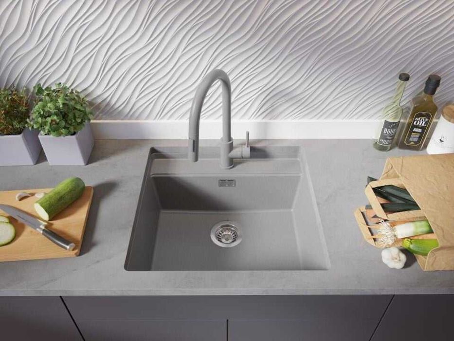 Сива кухненска мивка за вграждане под плот Берген 60 Low 560x530 мм