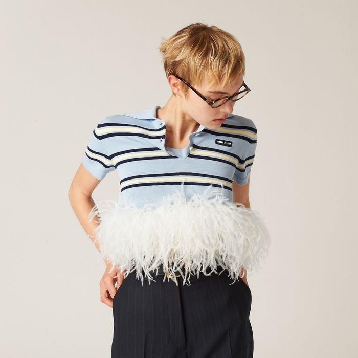 Miu miu къс ръкав кроп топ