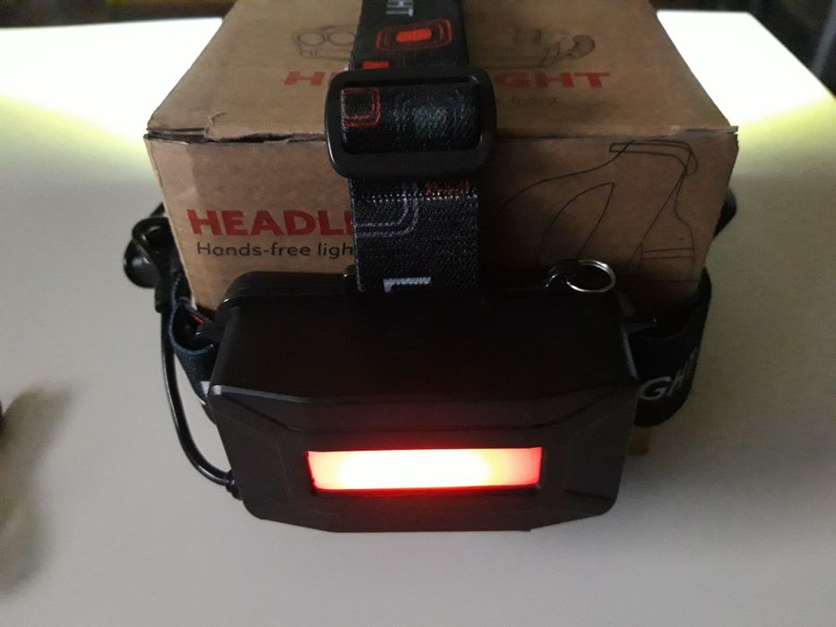 Lanterna Frontala 3LED T6 + COB LED Alb Rosu 2x18650 Slot USB