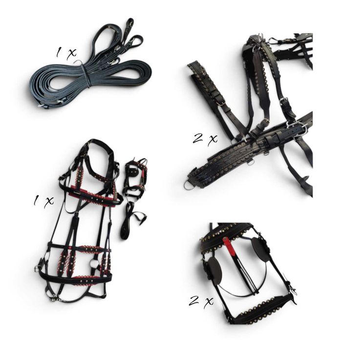 set inhamare CAL — guri de ham + capice + haturi de 2 | set inhamare PONEI  — ham + capici + zabala + haturi ⟣GARANTIE ⁴⁸
