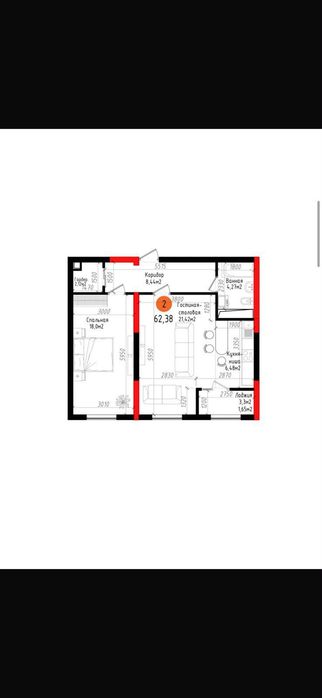 СРОЧНО ТОРГ! жк Астория 6 блок 2-х ком 62.4 м², Владислав