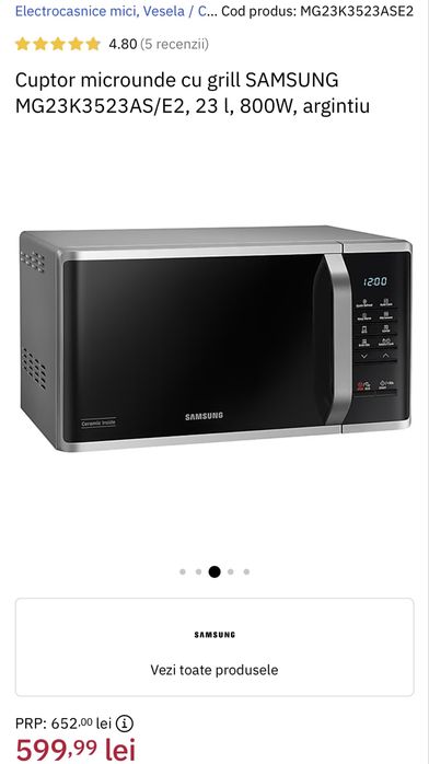 Cuptor microunde Samsung grill argintiu