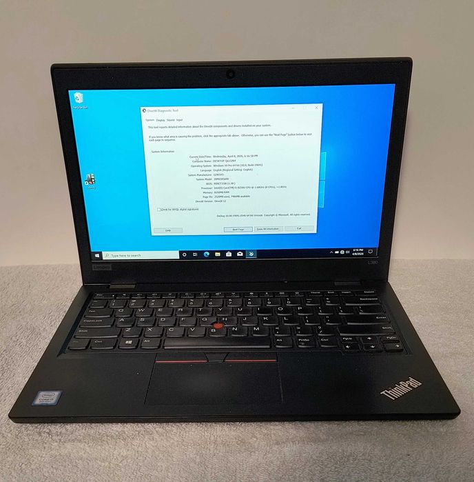 laptop 13.3" lenovo thinkpad l380 i5 8250u 8gb ram ssd 256gb