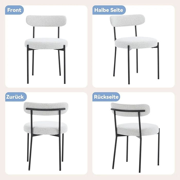 NOU Set 6 scaune, stofă, boucle