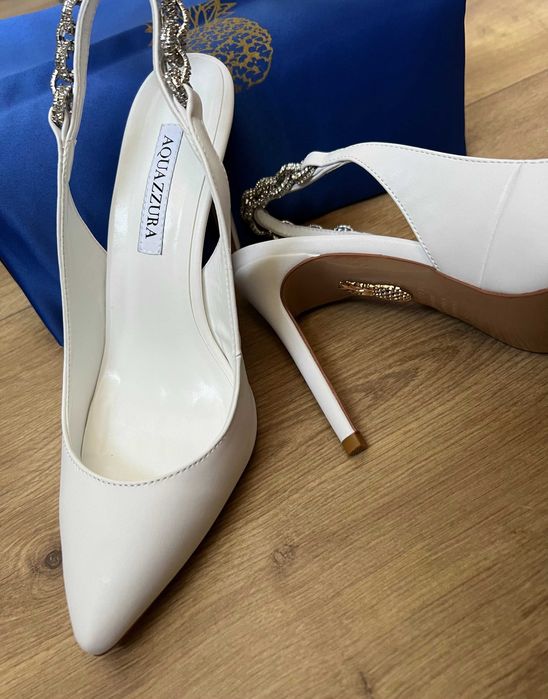 Pantofi albi slingback