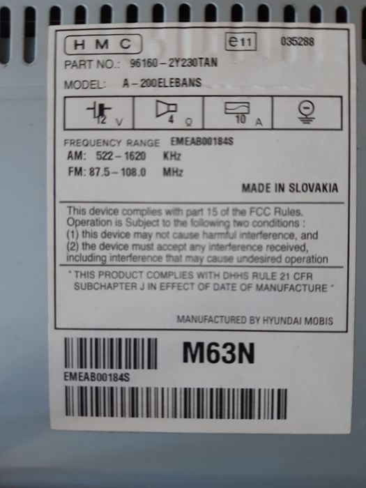 CD Player Mp3 Hyundai IX35 2011-2017