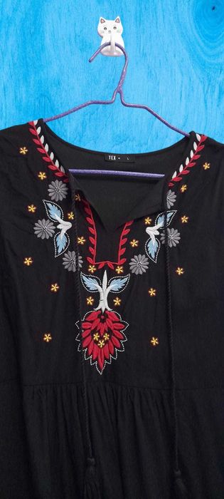 Rochie TEX dama cu broderie florala