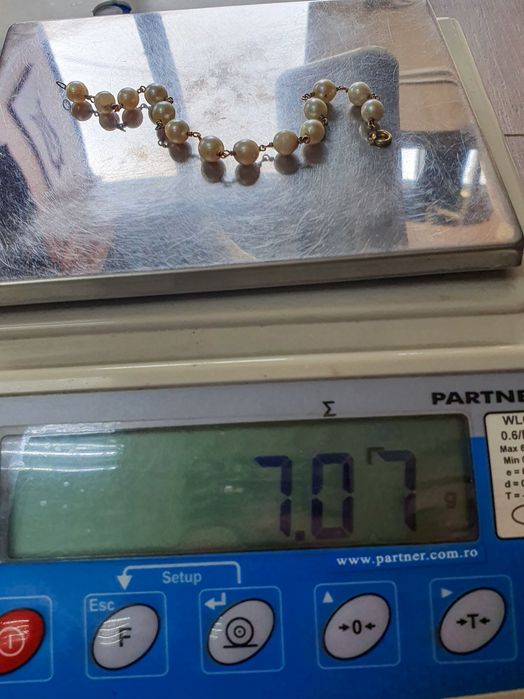 Brățară din aur de 14K cu perle – lungime 17,5 cm – gramaj 7,07 g