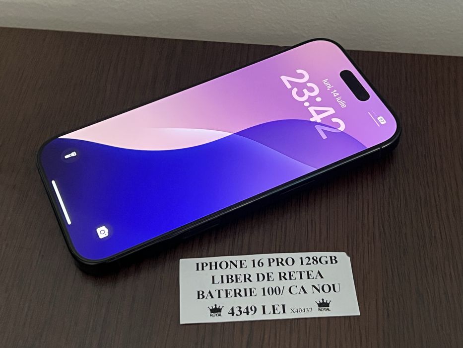 Amanet Royal CB: Iphone 16 pro 128gb Neverlocked 100 baterie ca nou