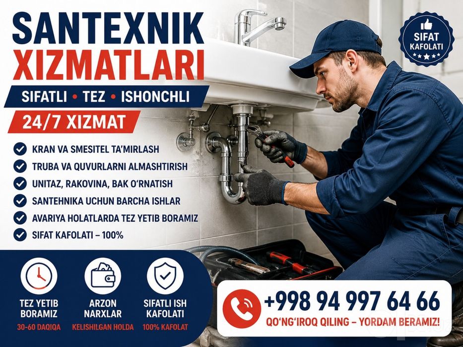 Toshkent Bo‘ylab 24/7 Santexnik – Ishonchli, Tez, Sifatli
