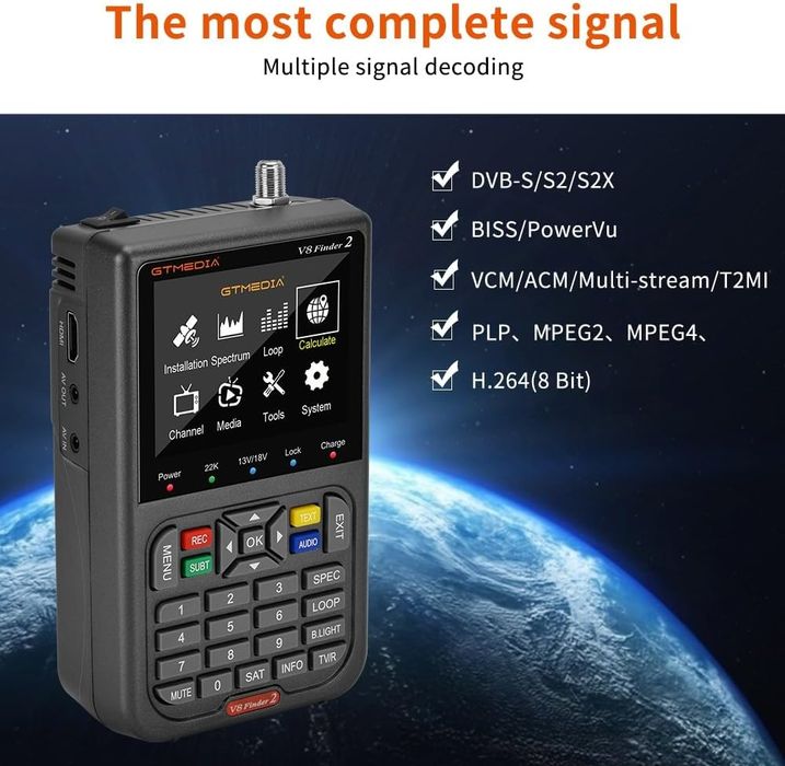 GT MEDIA V8 Finder2 Търсач за Сателитенa Цифровa Телевизия FTA DVB-S/S