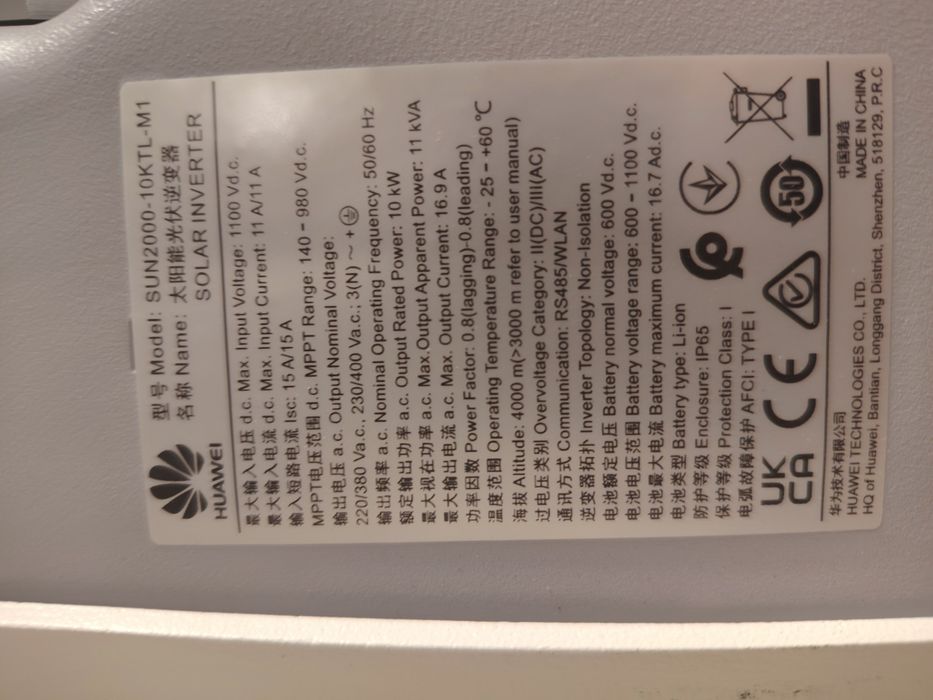 Vand invertor Huawei trifazat 10 kW KTL  M1