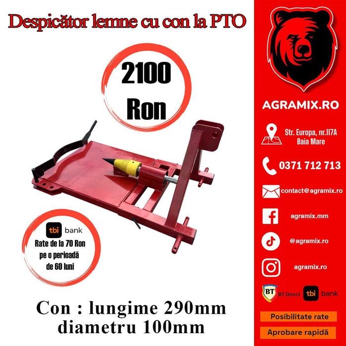 Despicator cu con PTO dupa tractor orizontal-nou Agramix