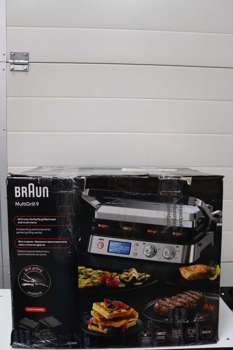 Braun MultiGrill 9 CG9047 PRO, 3-в-1 контактен грил, барбекю и фурна, голяма повърхност за грил (16 бургера), 2000 W, 250°, планча и грил