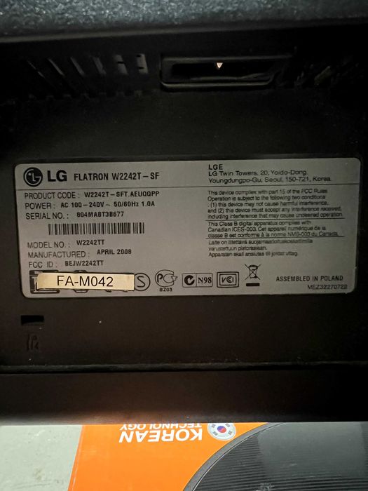 Монитори  LG Flatron W2242T-SF 22-Inc / 50лв-бройката