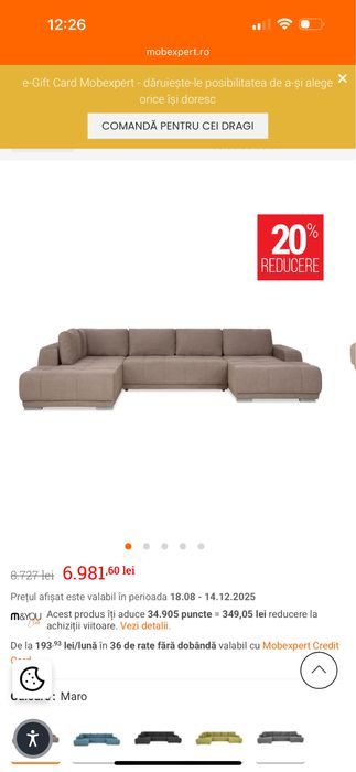 Canapea 4 locuri extensibila