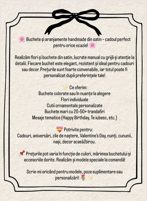 Buchete și aranjamente din flori de satin