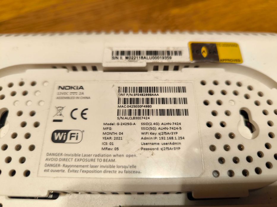 Оптичен рутер Nokia G-2425G-A + подарък