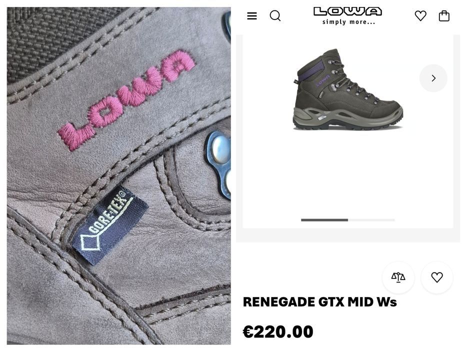 Ghete Lowa Renegade GTX Mid W, Gore-Tex & Vibram, Damă - 39