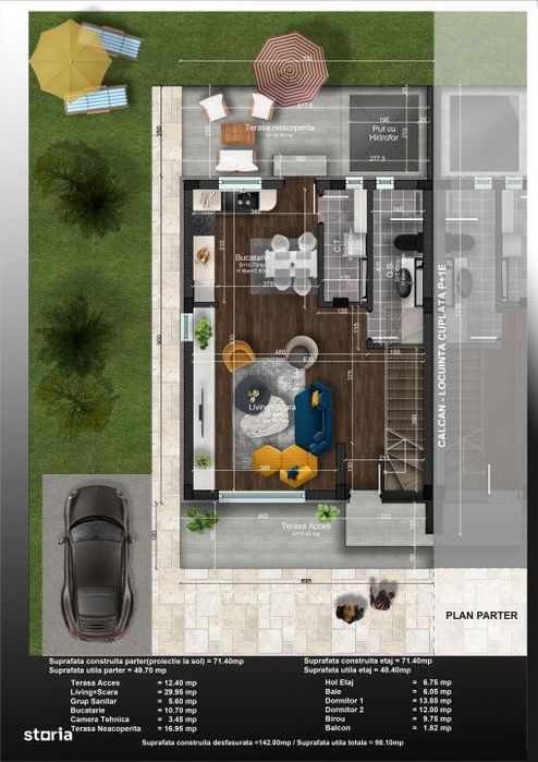 Casa 4 camere, P+1, 99mp | gaz, curent, apa si canal | Acces rapid DR9
