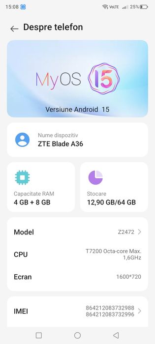 Schimb ZTE Blade A36