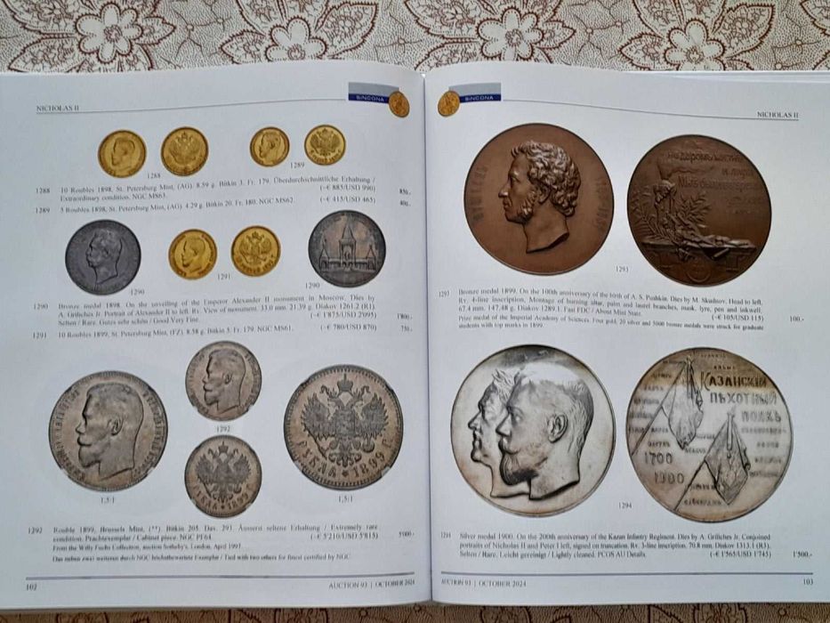 SINCONA Auction 93: Российские монети и медали / 22.10.2024