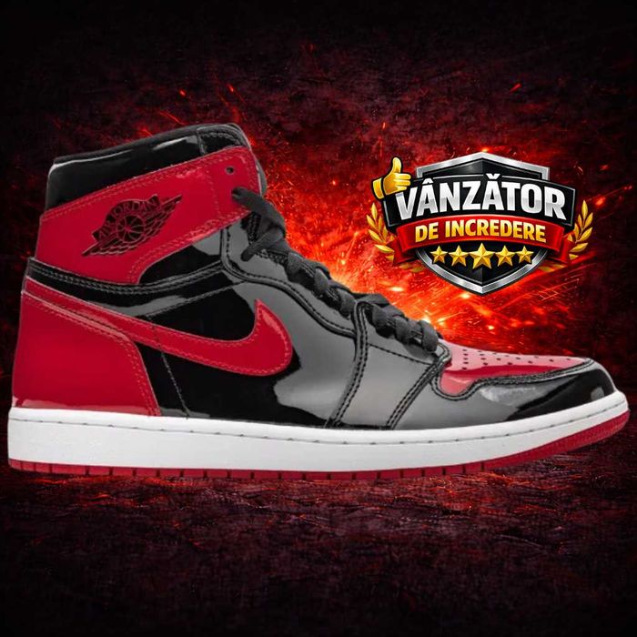 Adidasi Jordan 1 Patent Bred Nike Produs NOU PREMIUM
