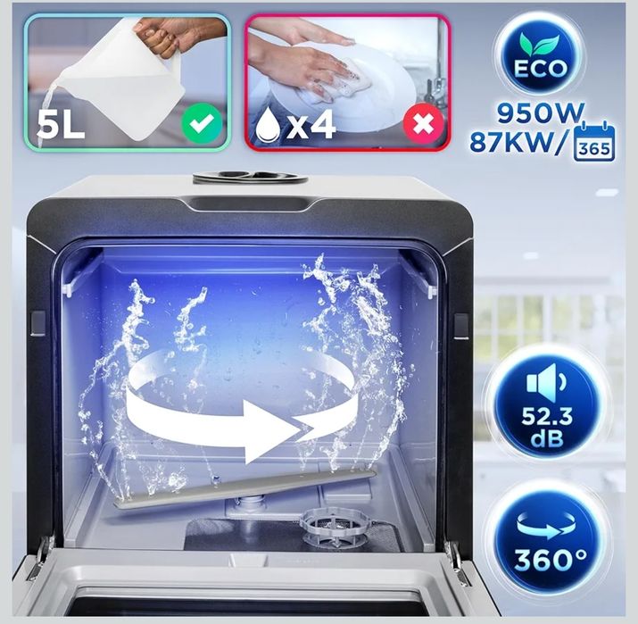 Duronic DW5 BK Съдомиялна, с 6 програми. Компактен дизайн.