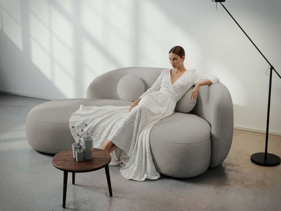 Canapea curbata Lunis bej - Transport Gratuit in 4-10 zile