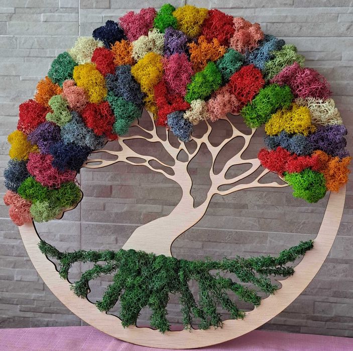 Подарък. Декорации. Скандинавски мъх. Ръчно изработени.