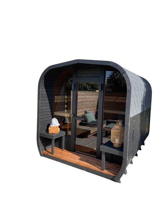 Sauna de exterior model CUBE cu terasa 3mX2.4mx2.4m OFERTA PASTE 2026