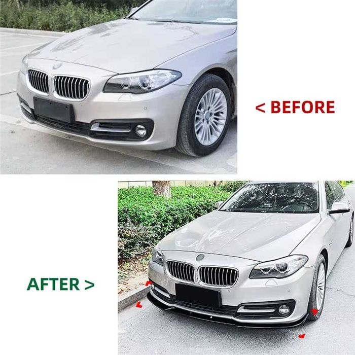 Prelungire Lip Bara Fata Normala BMW Seria 5 F10 F11 Facelift LCI (15-17), Bara Standard, Negru Lucios