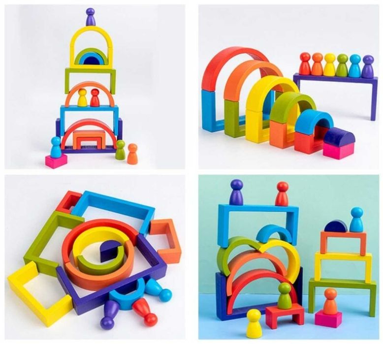 НАМАЛЕНИЯ Монтесори 4в1 комплект дървена игра / Логически дървени игри