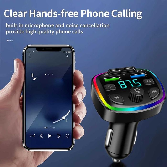 Блутут FM трансмитер Ouyaaqii, Волтметър 2хUSB заряднo GSM Bluetooth