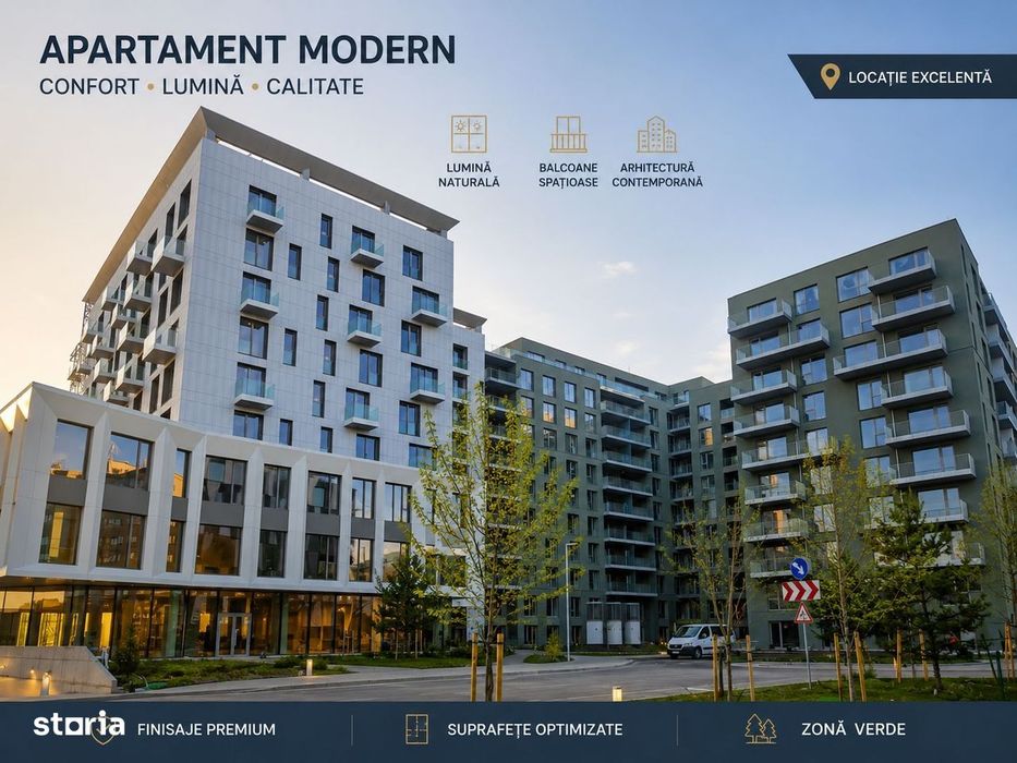 Apartament 3 camere finisat, 73 mp, parcare, cladire nZEB, zona Garii