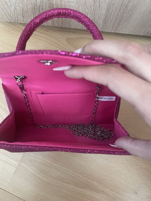 Чанта розова с бляскави частици