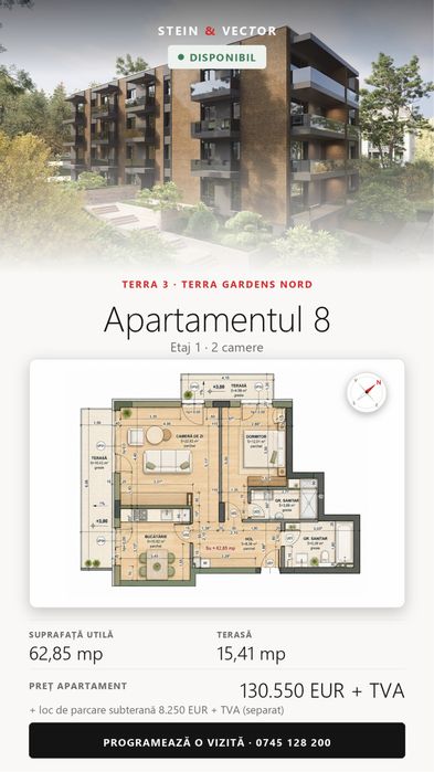 Apartament 3 camere - Terra Gardens Nord