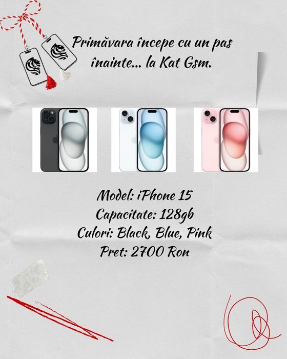 Oferta!! iPhone 15 128gb Black/Pink/Blue Neverlocked/Garantie Sigilat