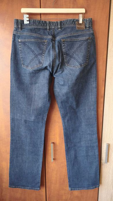 blugi Alberto,	talie 36,	lungime 34,	fermoar,	steel blue