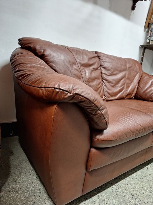 Диван двойка естествена кожа