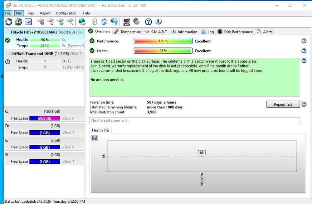Твърд диск 500GB Hitachi, SATA3, 7200 RPM, 16 MB HDD
