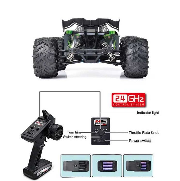 Кола с дистанционно управление STELS Conquer RC990, 3 Батерии, Офроуд 4x4, 1:16