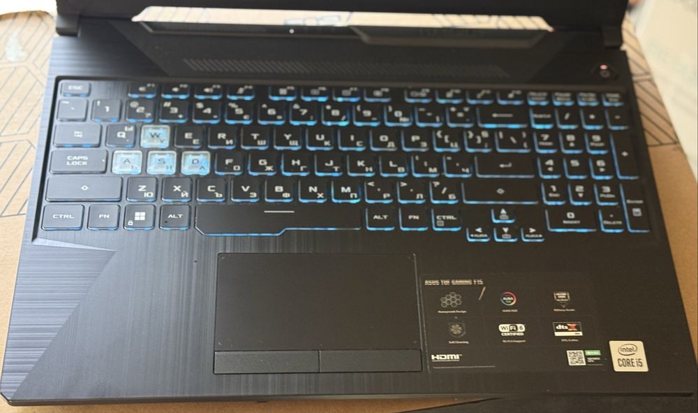 Гейминг лаптоп ASUS Tuf F15 i5-10300H, 8GB RAM, 512GB SSD, GTX1650, 144Hz