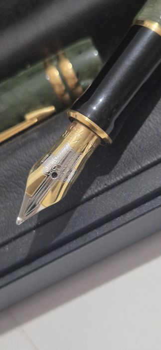 Stilou de Lux Parker Duofold Centennial Marbled Green – Peniță Aur 18k / Stare Impecabilă