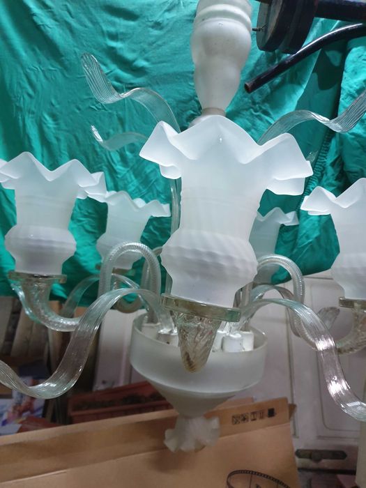 Vand lampa - lustra 5 brate din sticla replica venetiana