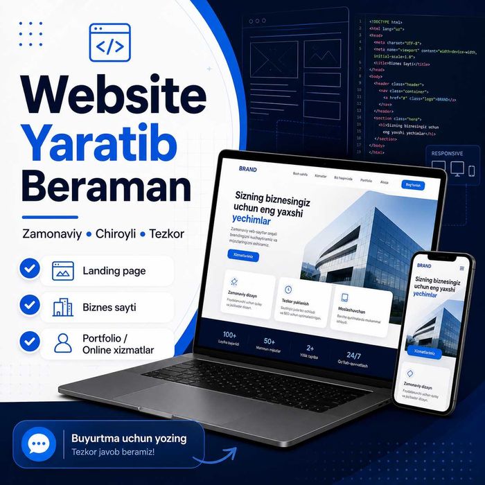 Website va Telegram bo'tlar yasab berish hizmatlari